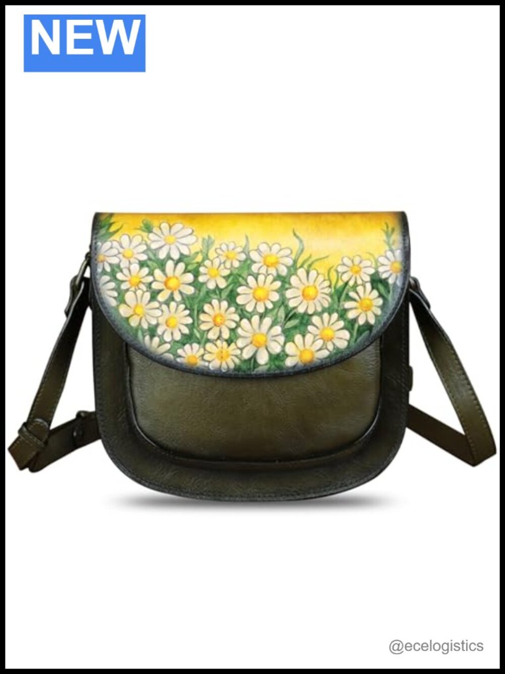 Genuine Leather Crossbody Satchel Hand Painted Handbag Women's Purse